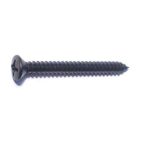 Midwest Fastener Sheet Metal Screw, #12 x 2 in, Black Steel Oval Head Phillips Drive, 6 PK 79498
